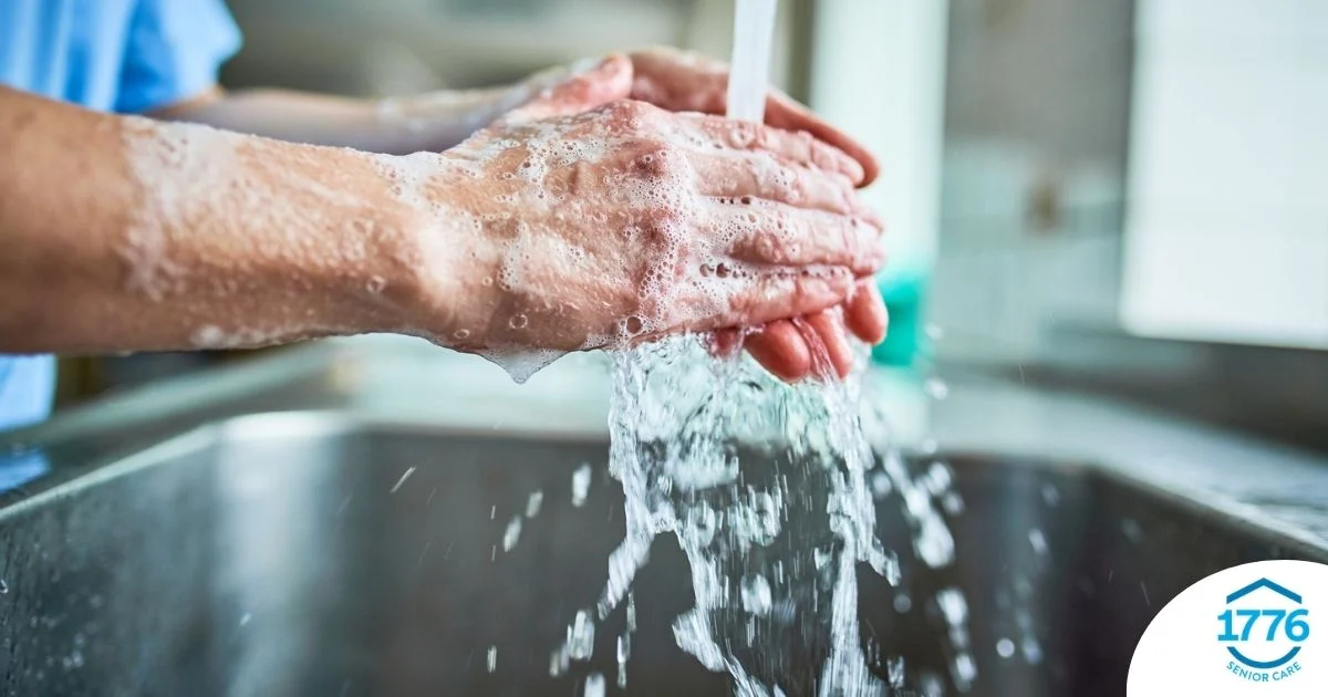 Observing hand hygiene as a part of caregiver wellness during flu season.
